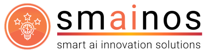 Smainos logo - Smart AI Innovation Solutions with brain lightbulb icon